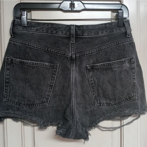 Topshop Sz. 6 Petite Washed Black Super-Rip Recycled Cotton Blend Denim Shorts - Picture 8 of 10